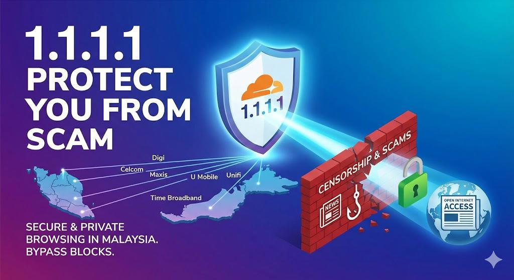 Panduan Cloudflare 1.1.1.1 (2026): Lindungi Diri Dari Scam & Bypass Sekatan Telco Malaysia